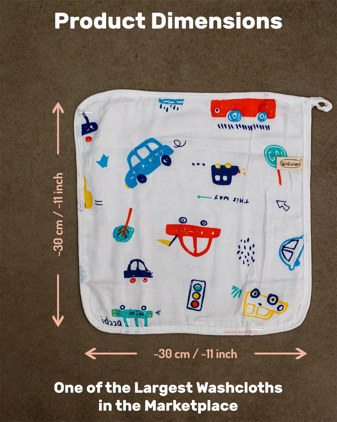 Infaneo Muslin Cotton and Combed Terry Fast Drying Face Towels set of 3 - 167A - 30 x 30 cm