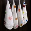 Infaneo Muslin Cotton and Combed Terry Fast Drying Face Towels set of 3 - 167A - 30 x 30 cm