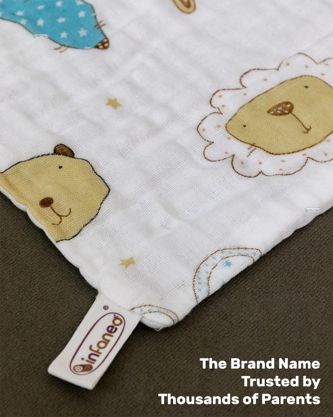 Infaneo 6 Layer Super Soft Muslin Cotton Baby Washcloths / Napkin Set of 6 - 169B - 25 x 25 cm