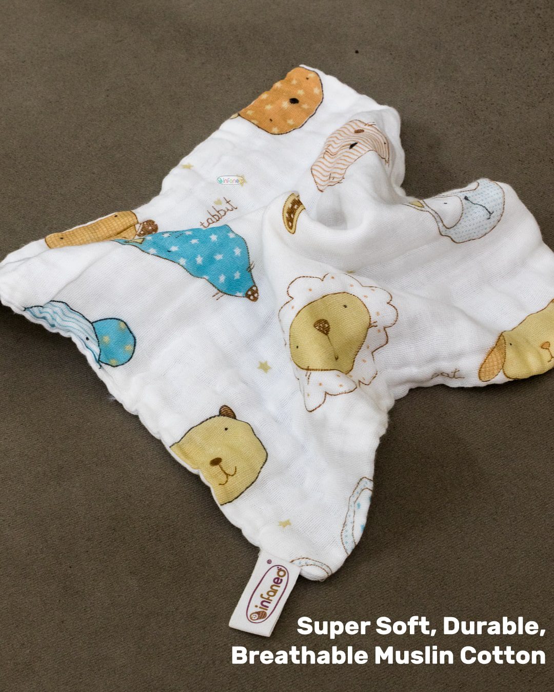 Infaneo 6 Layer Super Soft Muslin Cotton Baby Washcloths / Napkin Set of 6 - 169B - 25 x 25 cm