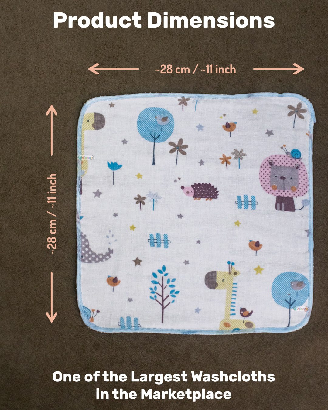 Infaneo Organic Muslin Cotton Washcloths for Babies in Seamless Prints - 172A