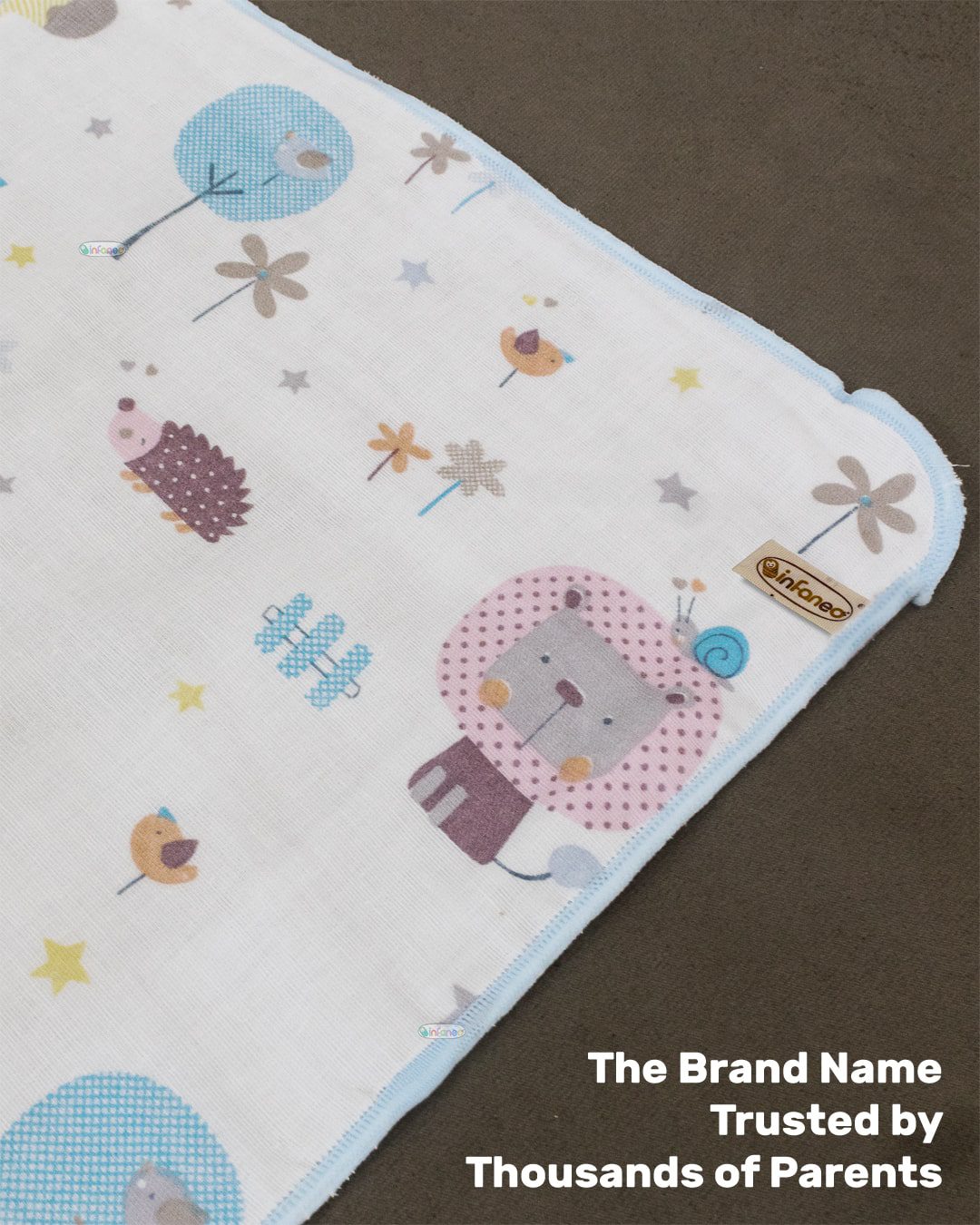 Infaneo Organic Muslin Cotton Washcloths for Babies in Seamless Prints - 172A