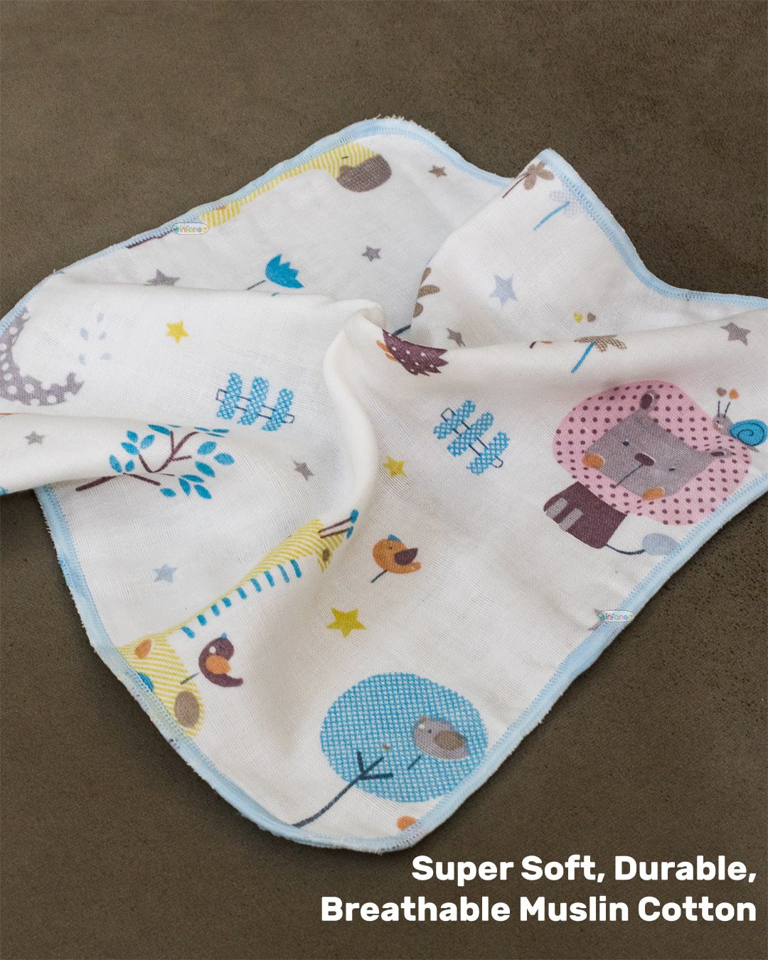 Infaneo Organic Muslin Cotton Washcloths for Babies in Seamless Prints - 172A