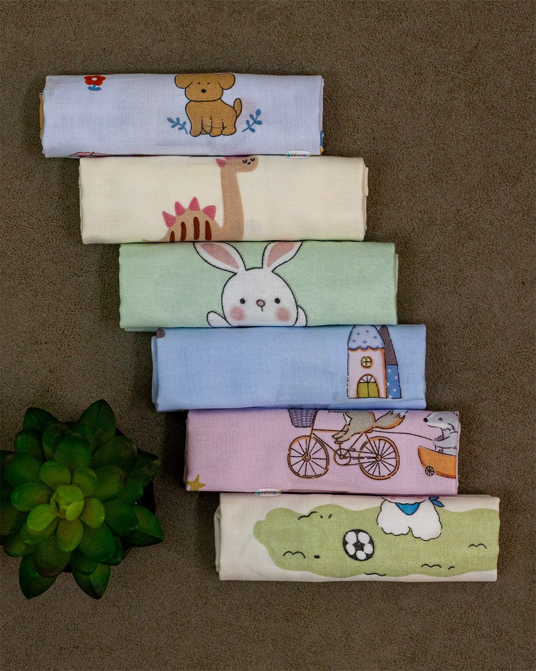 BABYNAPKIN-176A-MUTLI-PACK6_2 Infaneo multicolour organic muslin cotton washcloths set of 6 - 176A - 30 x 30 cm