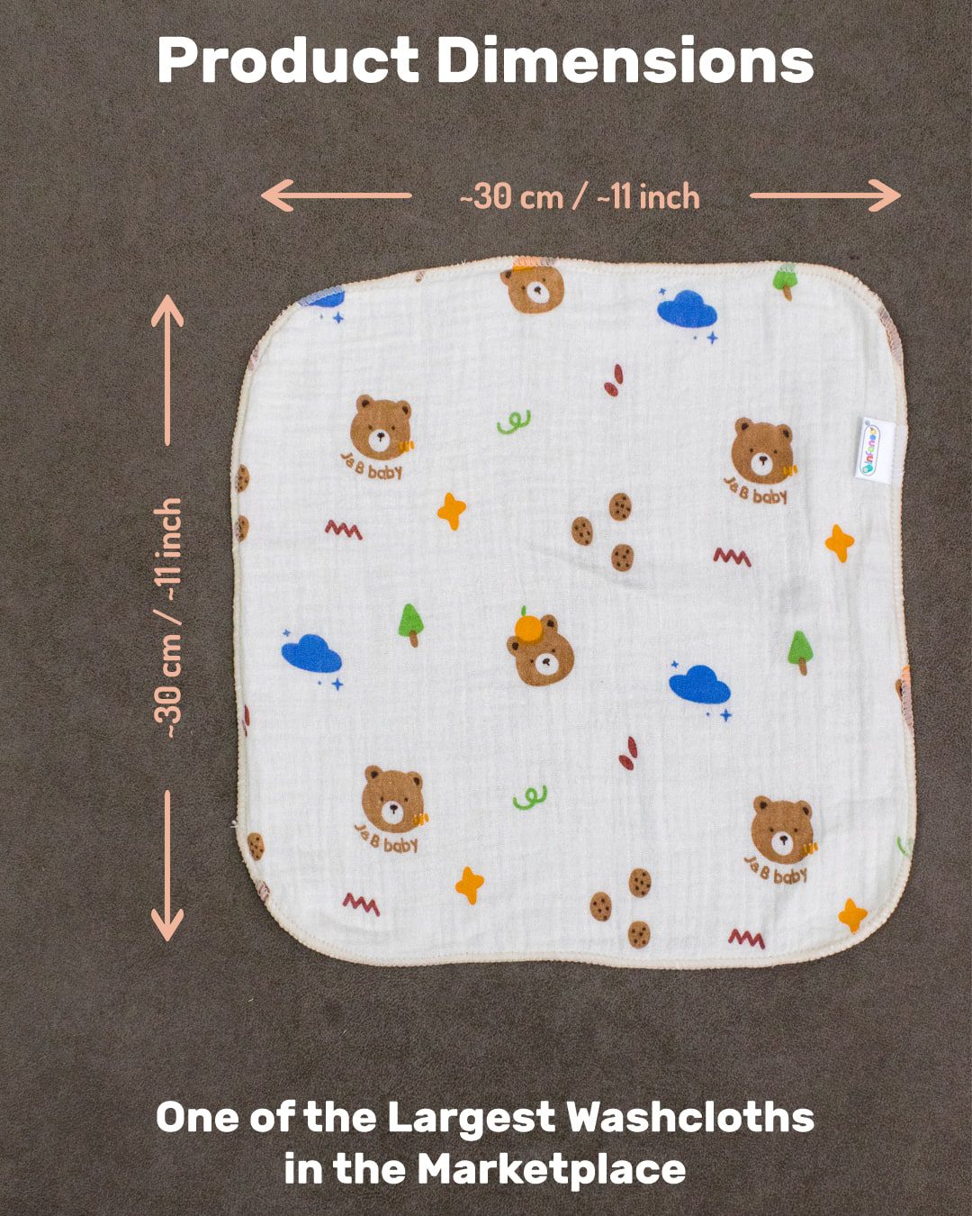 Infaneo Cream Muslin Cotton Baby Washcloths / Napkin Set of 6 - 185A - 30 x 30 cm