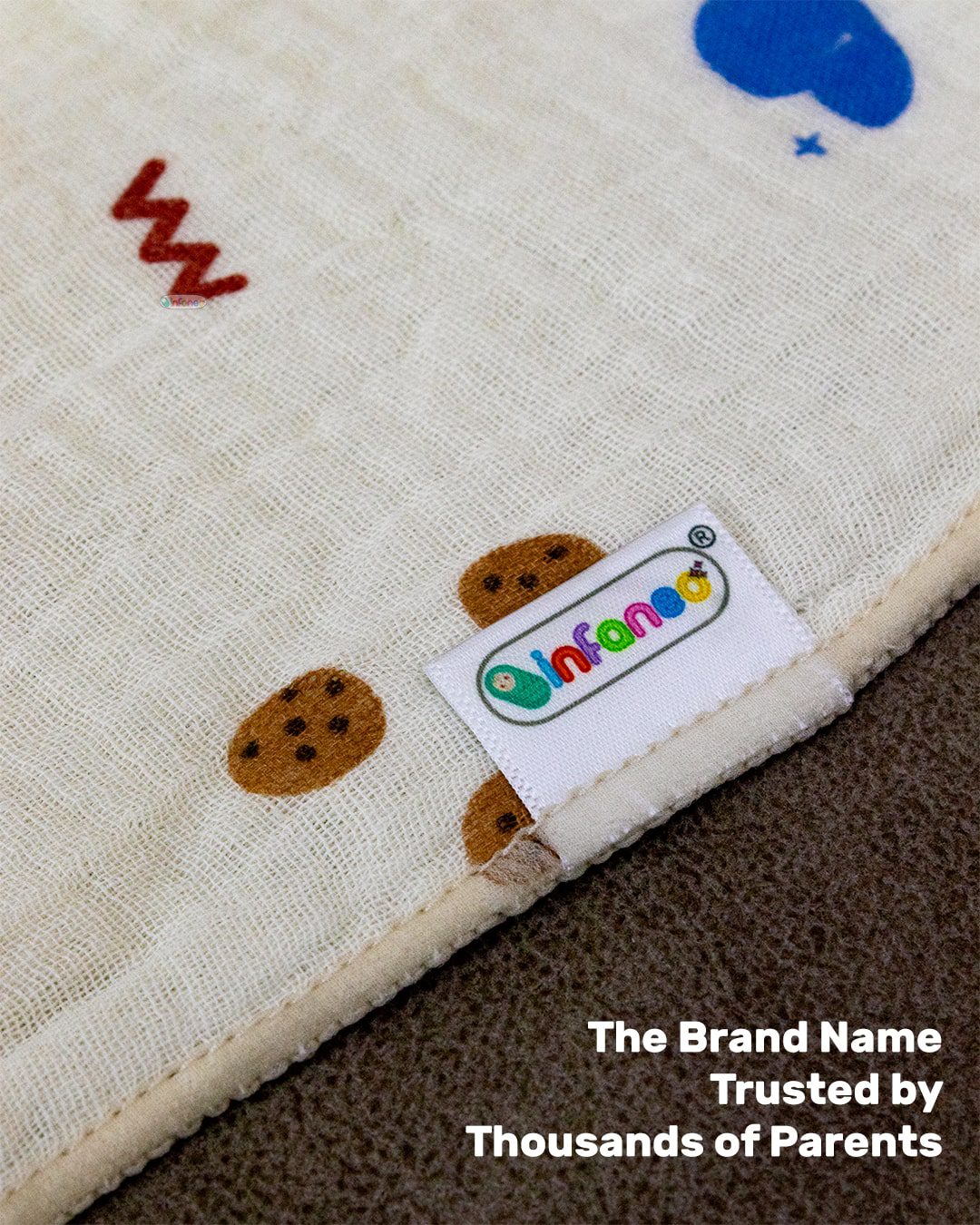 Infaneo Cream Muslin Cotton Baby Washcloths / Napkin Set of 6 - 185A - 30 x 30 cm