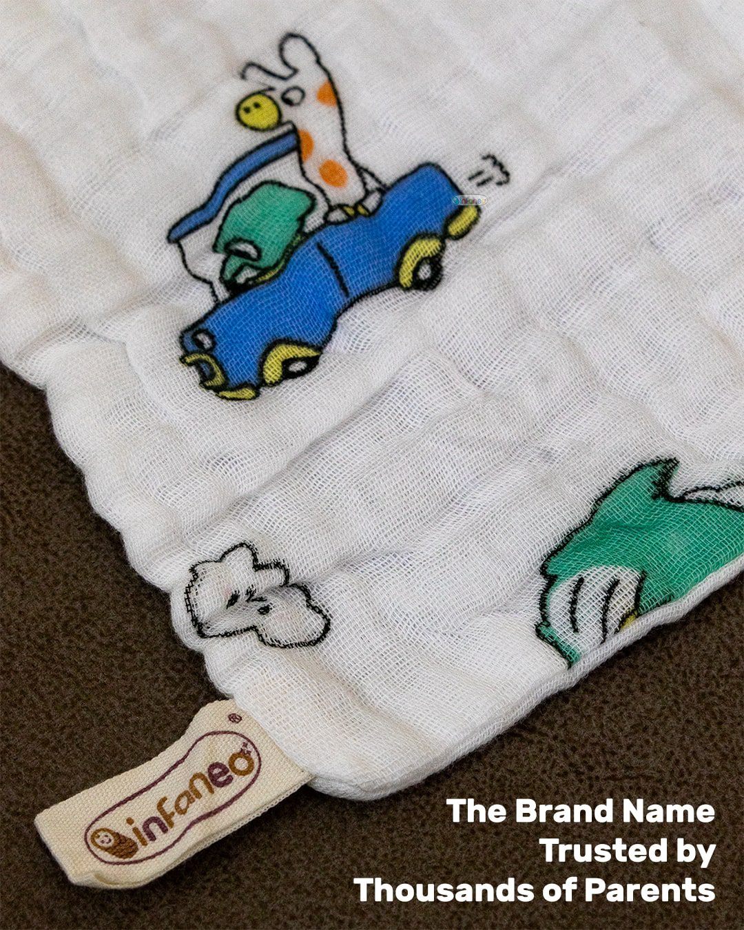 Infaneo Organic Muslin Cotton Burp Cloths for Babies in Seamless Prints - 175A - 25 x 50 cm