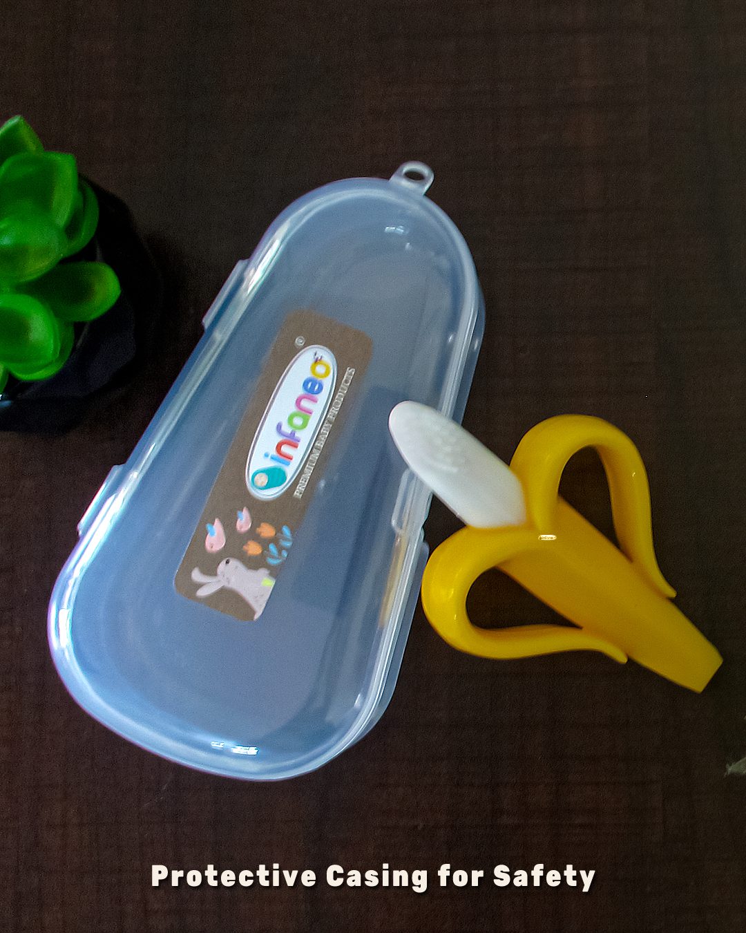 Infaneo Baby Banana Teether Toothbrush - 8018 - Yellow - Protective Casing Image