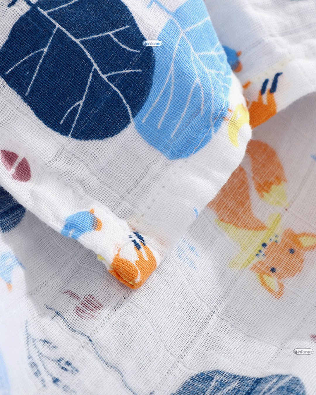 Infaneo Bamboo Cotton Swaddle Wrap - 18405 - White - Material Close Up Image