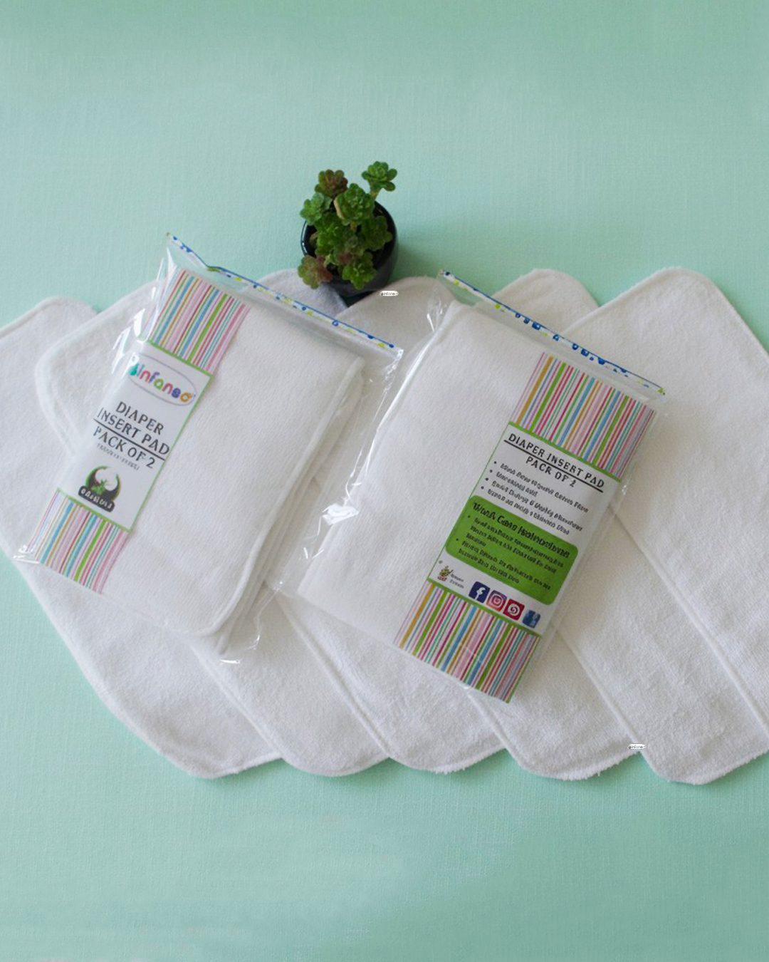 BABY-DIAPER-LINERPAD-WHITE-PARENT Infaneo Bamboo Cotton Diaper Inserts for Babies - White - Main Image