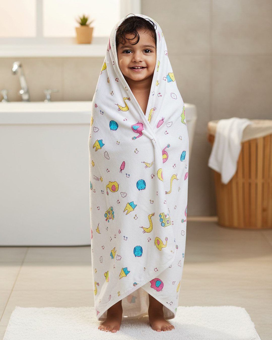 INFANEO - Trusted Premium Newborn Baby Products Brand from Mumbai 31 Infaneo Hooded Bath Towel - 12006 - White - Main Image