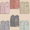 INFANEO-PLAIN-MC-COLOUR-SLEEVELESS-ZABLA-0_3M-PACK6.FRNT INFANEO® Plain Muslin Cotton Jhabla Sets for Baby - Multicolour - 0-3M - Pack of 6 - Colour Swatch Image