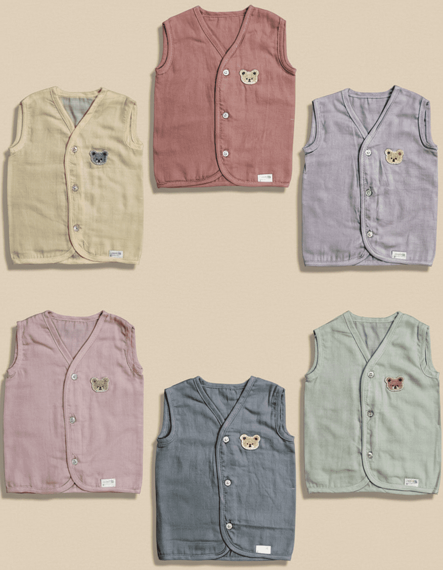 INFANEO® Plain Muslin Cotton Jhabla Sets for Baby - Multicolour - 3-6M - Pack of 6 - Colour Swatch Collage Image