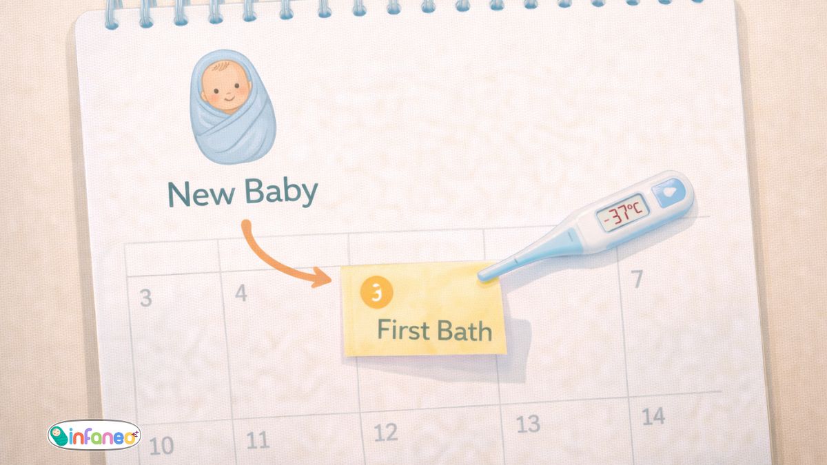 A Tear-Free Guide to Your Newborn's First Bath 7 Baby Bath Timing Calendar Marking - Illustration