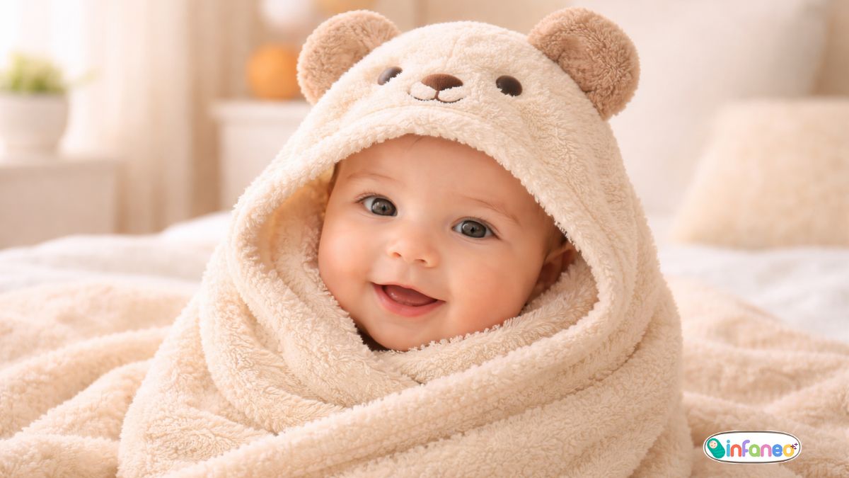 A Tear-Free Guide to Your Newborn's First Bath 10 Immediately Wrap Baby in Hooded Bath Towel