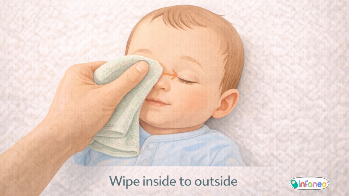A Tear-Free Guide to Your Newborn's First Bath 9 Tear-free Face Washing Technique - Illustration