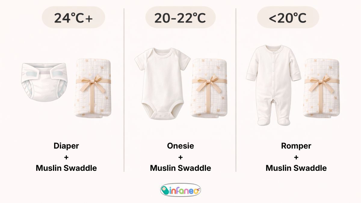 5 Signs Your Baby is Overheating at Night (And How Muslin Helps) 8 Dressing a Baby as per the Surrounding Temperature - Illustration
