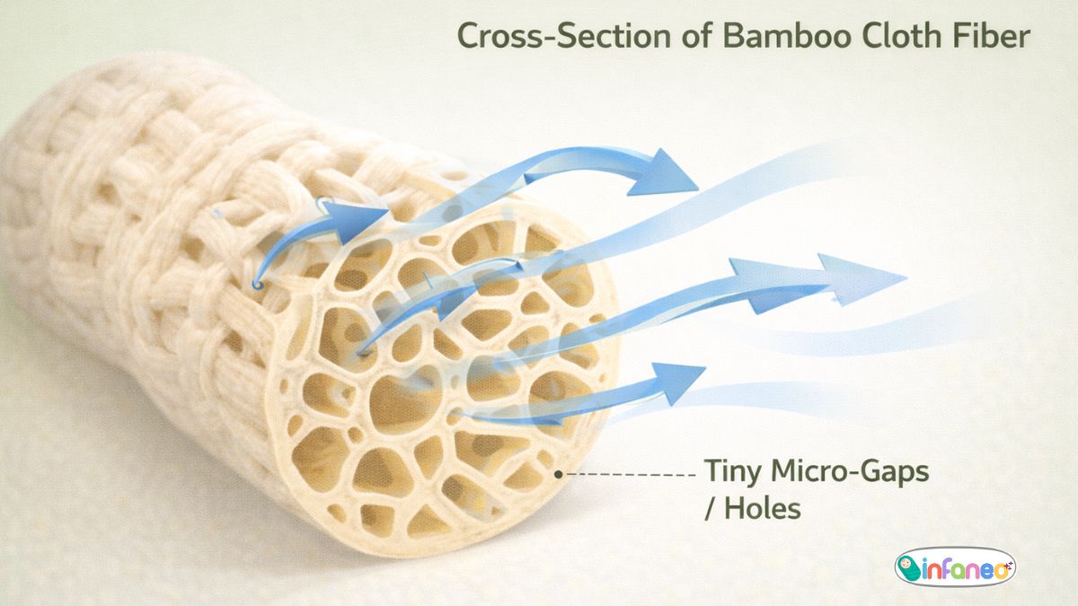 Bamboo Cotton Cloth Fiber Cross Section Air Flow - Illustration