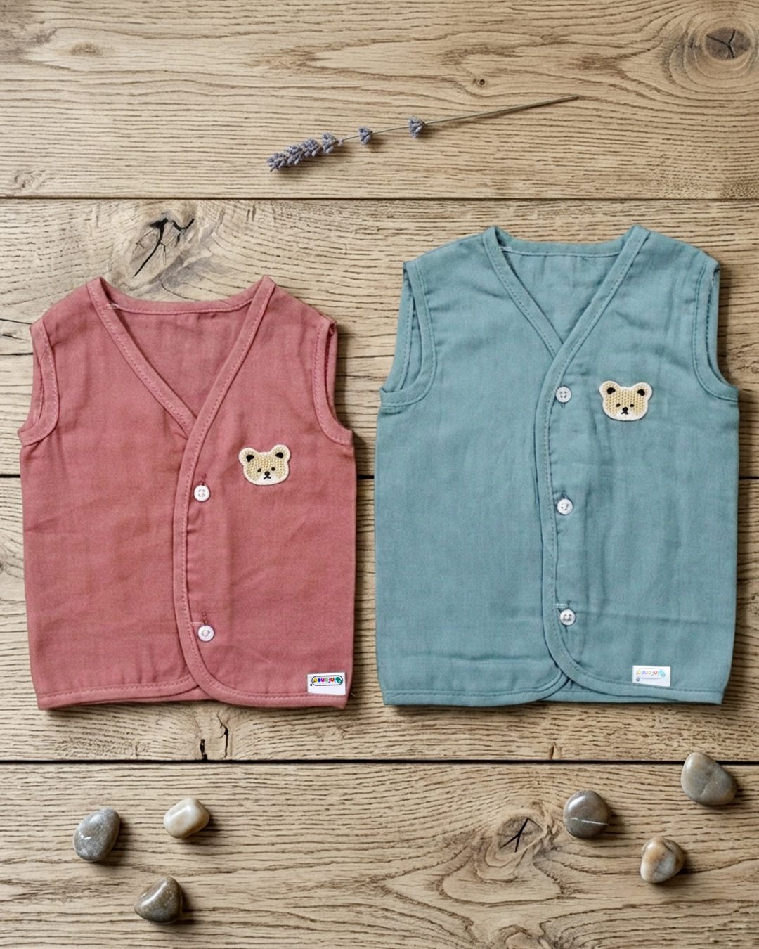 INFANEO® Plain Muslin Cotton Jhabla Set for Babies - Multicolour - Parent Image