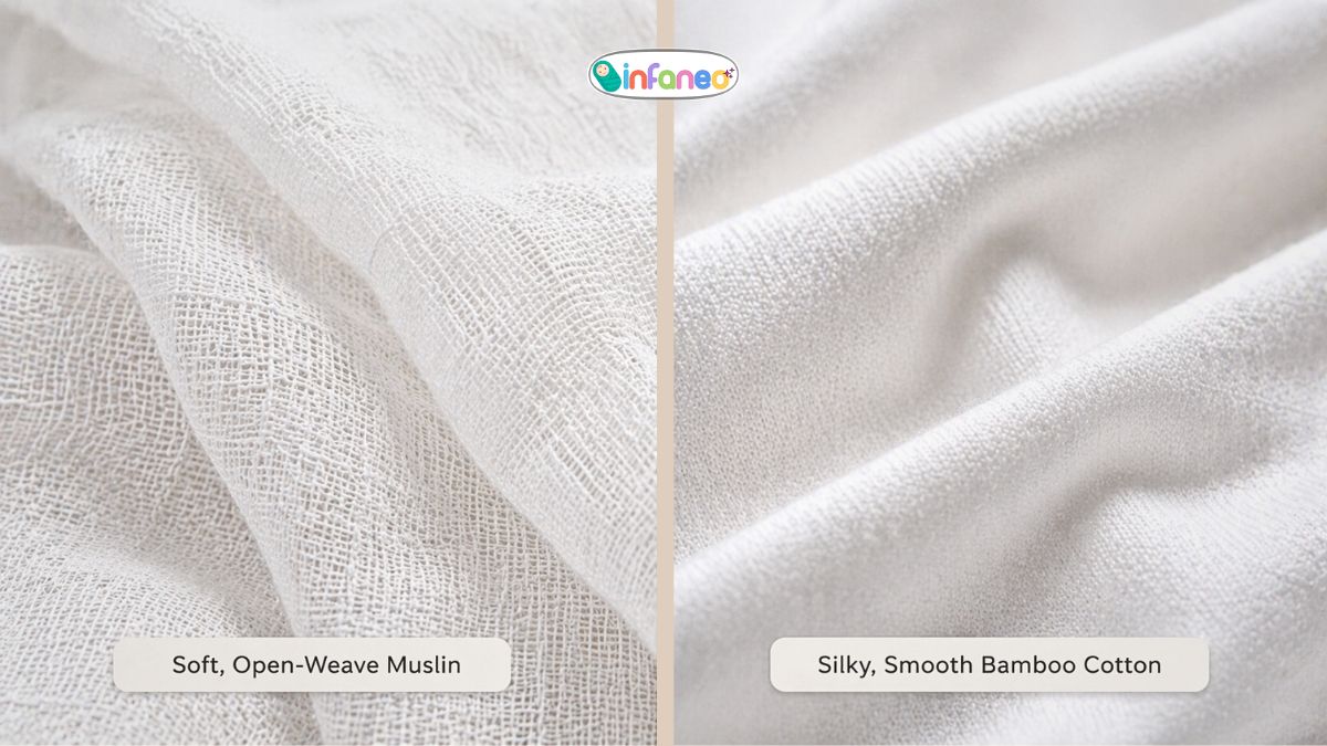 Muslin and Bamboo Cotton Fabrics Texture Close-up