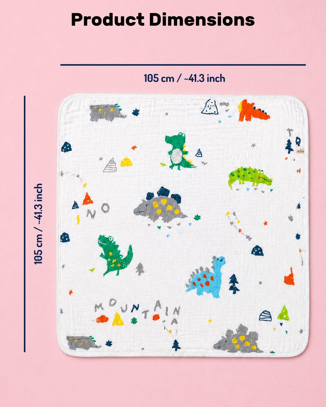 Infaneo Muslin Cotton Blanket for Baby - 131 - White - Blanket Dimensions Image