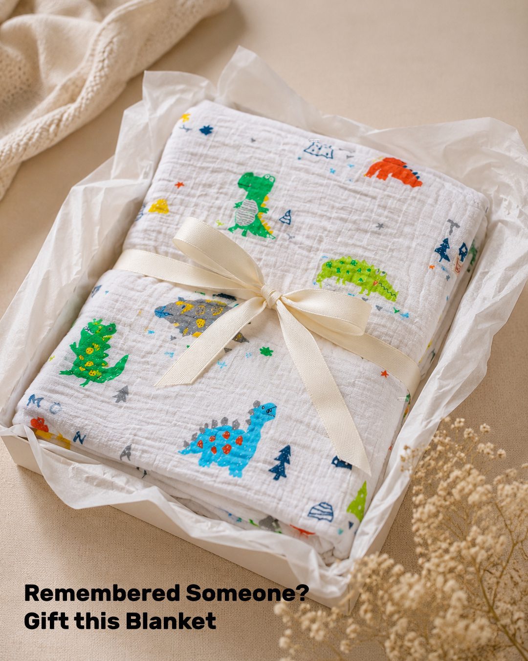 Infaneo Muslin Cotton Blanket for Baby - 131 - White - Premium Gifting Presentation Image