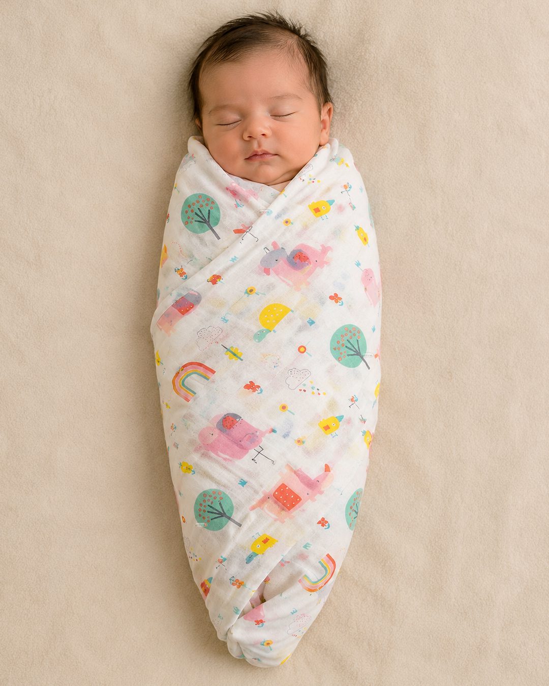 Infaneo Super-soft Bamboo Cotton Swaddle Wrap - 18405 - White - Main Image