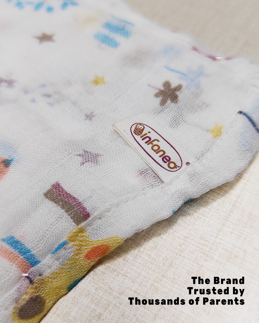 Infaneo Super-soft Bamboo Cotton Swaddle Wrap - 18405 - White - Brand Name Image