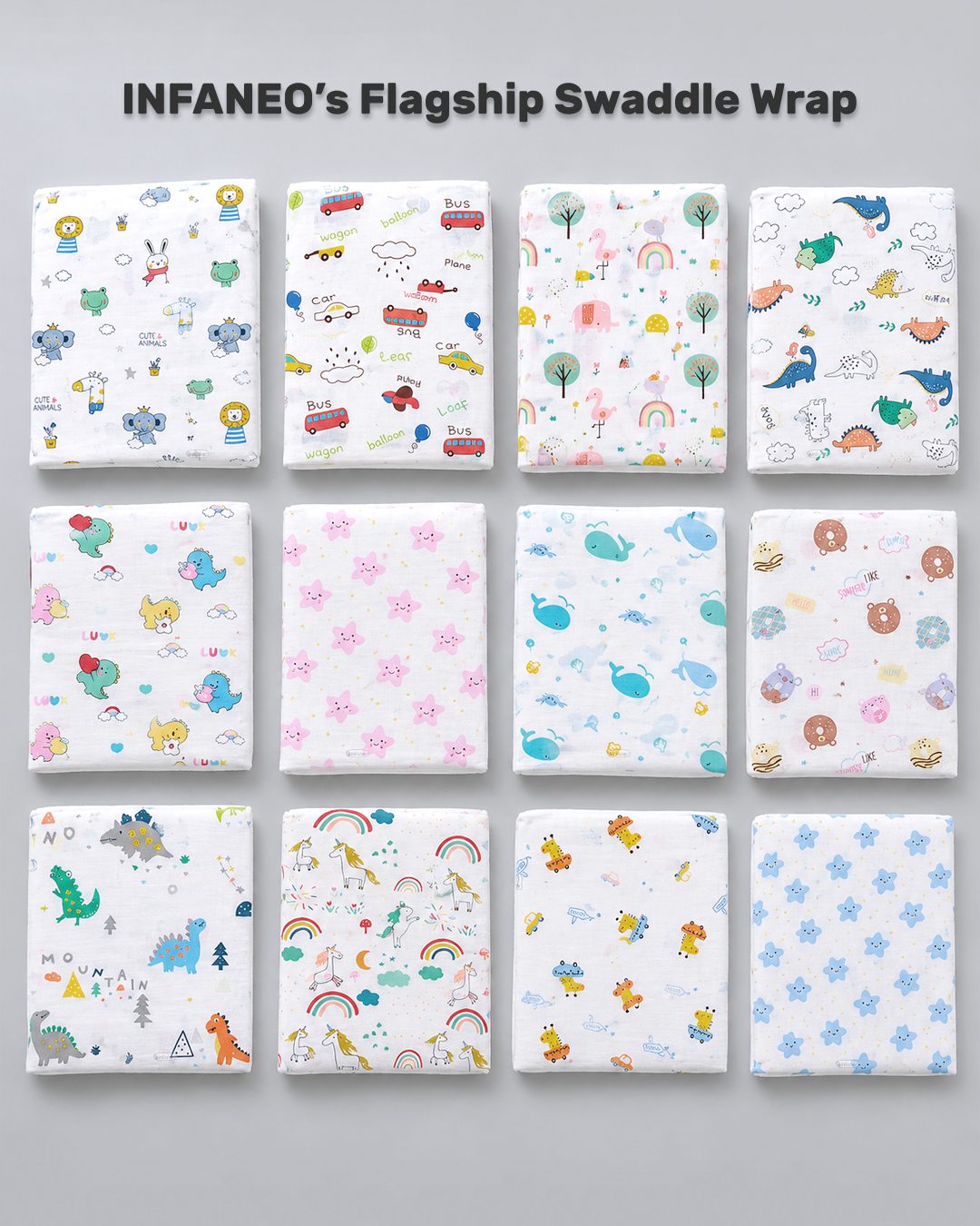 INFANEO® Muslin Cotton Swaddle Wrap - 18401 - White - Main Image