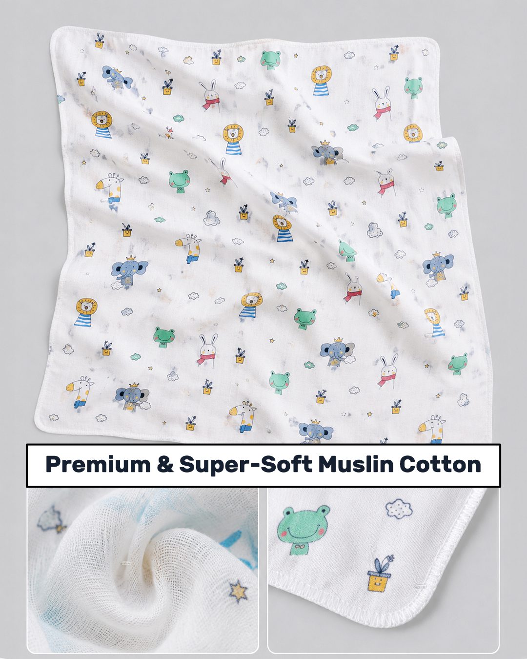 INFANEO® Muslin Cotton Swaddle Wrap - 18401 - White - Fabric Close Up Image
