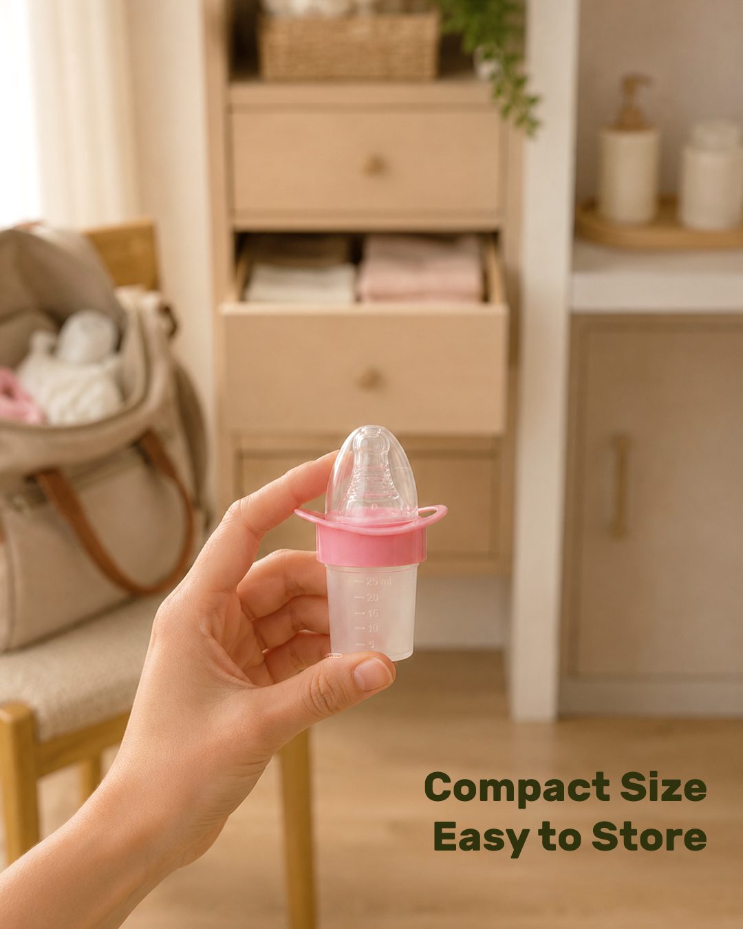 INFANEO® Baby Medicine Feeder with Pacifier Soother - 6038 - Pink - 25ml - Compact Size Image