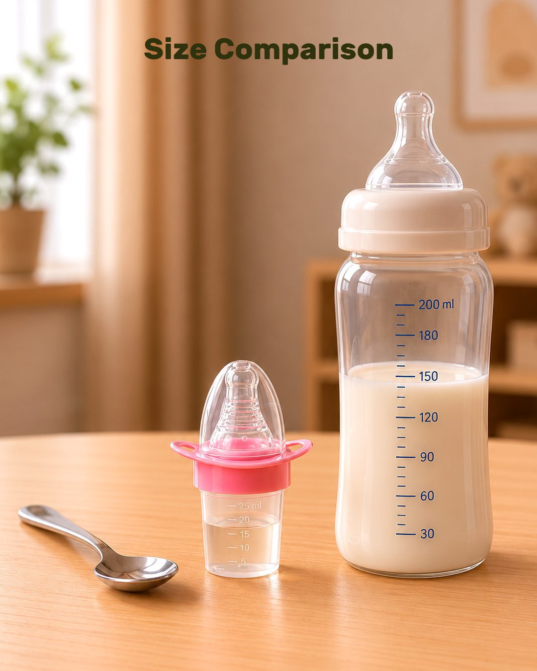 INFANEO® Baby Medicine Feeder with Pacifier Soother - 6038 - Pink - 25ml - Product Size Comparison Image