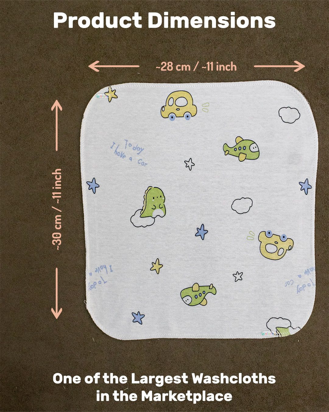 Infaneo Super Soft Hosiery Cotton Washcloths for Babies in Seamless Prints - 171A - 30 x 30 cm