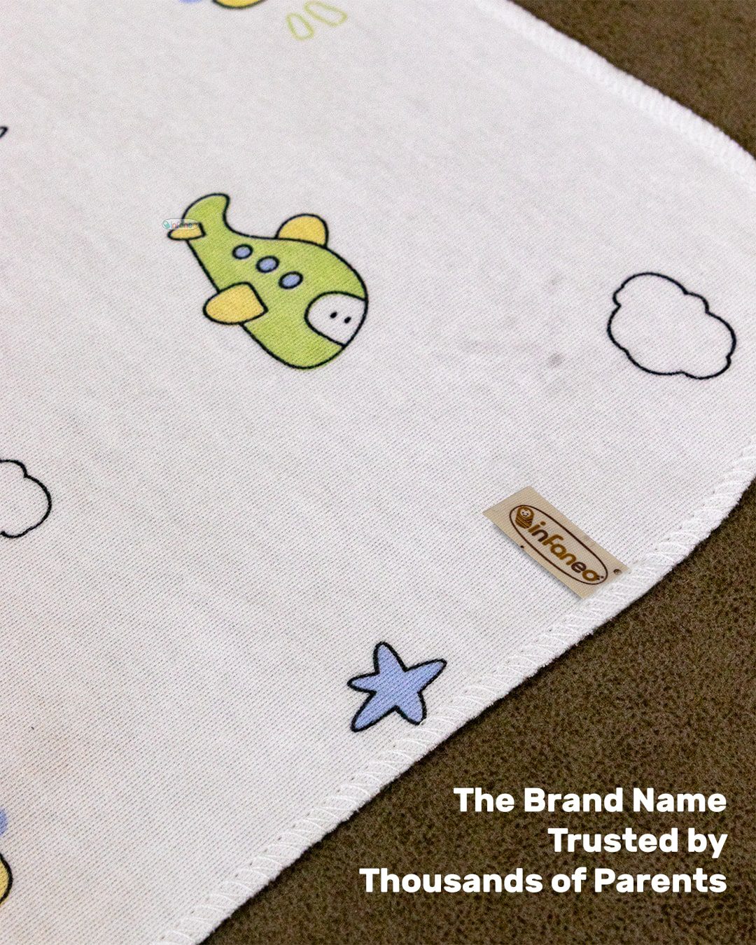 Infaneo Super Soft Hosiery Cotton Washcloths for Babies in Seamless Prints - 171A - 30 x 30 cm