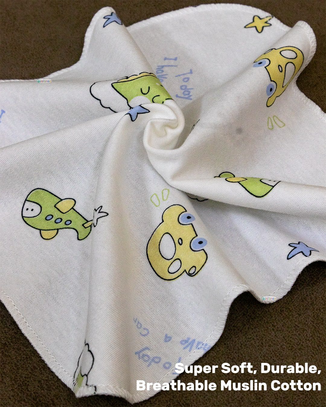 Infaneo Super Soft Hosiery Cotton Washcloths for Babies in Seamless Prints - 171A - 30 x 30 cm